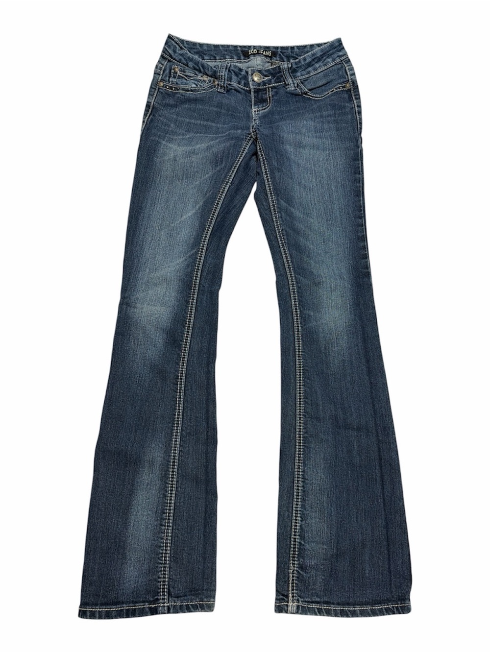 Vintage ZCO Jeans Y2K Women's Dark Blue Low Rise Flared Jeans
